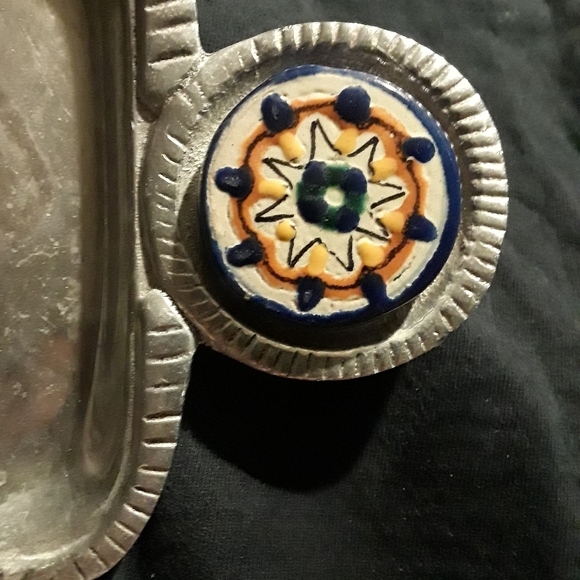 Mexican Pewter Serving Tray - Picture 8 of 10